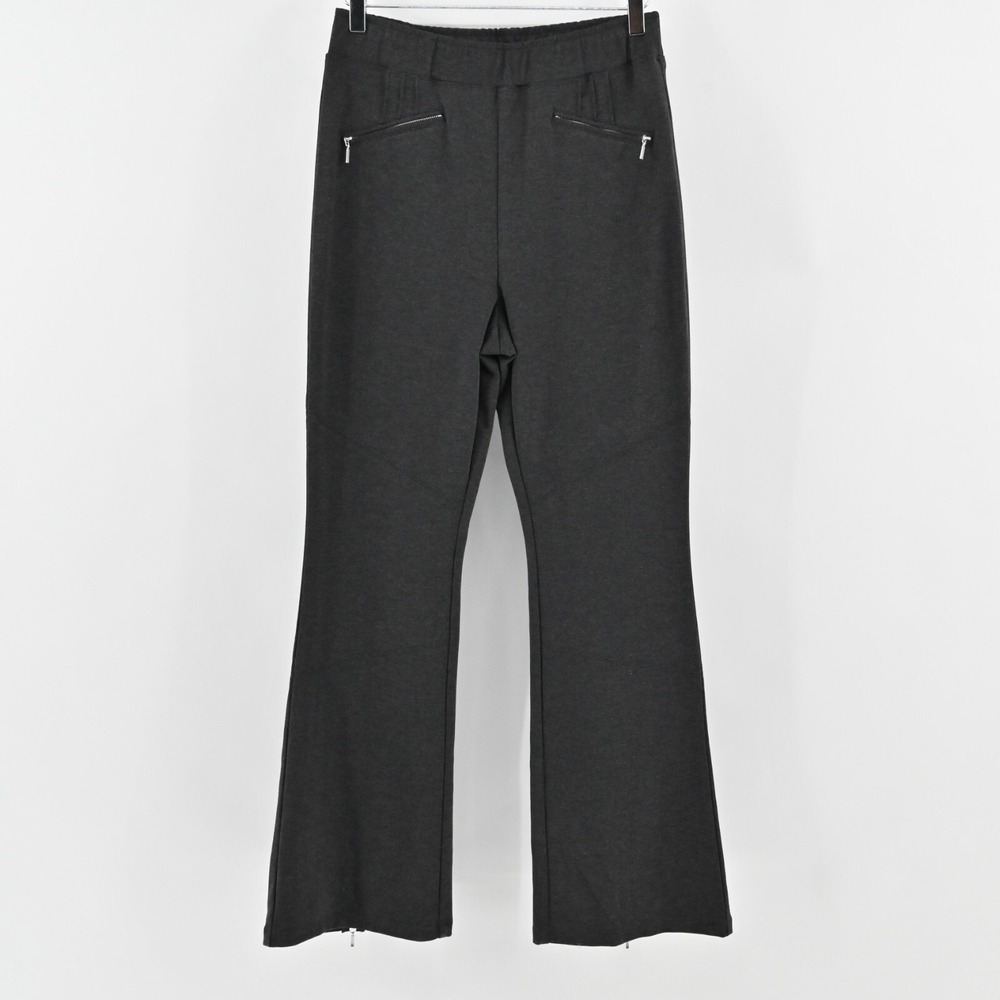 ANTHROPOLOGIE Womens Flare Pants Size M Maeve Gray Zip Pocket Hem Pull On Office
